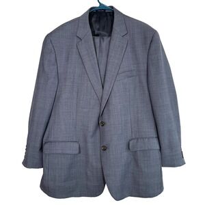 Vintage Ralph Lauren Wool Suit 48R Jacket 40x30 Pants Bluish Gray Glen Plaid